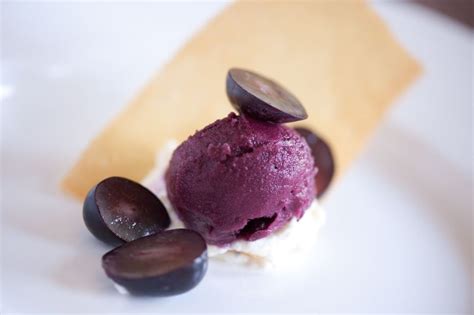 Black Grape Sorbet With Goat Cheese Mousse And Honey Tuile Grape