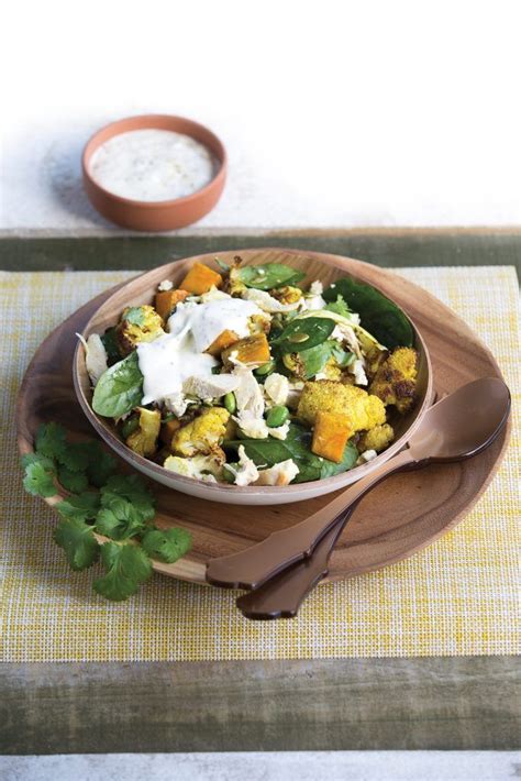 Roasted Cauliflower And Kumara Salad With Chicken And Feta Healthy