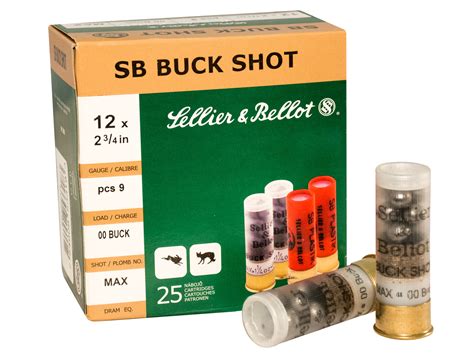 sellier and bellot 12 ga ammo 2 3 4 00 buckshot 9 pellets case of 250