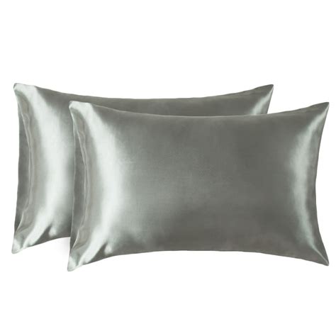 Bedsure Standard Size Satin Pillowcases For Hair And Skin Grey Pillow