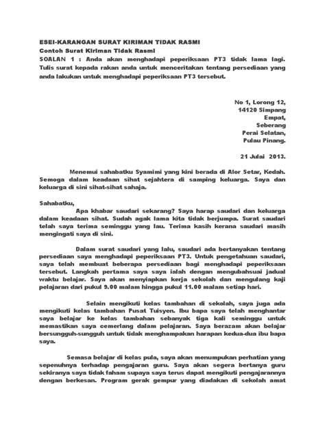 Contoh Karangan Surat Rasmi Tingkatan 3  Rasmi My