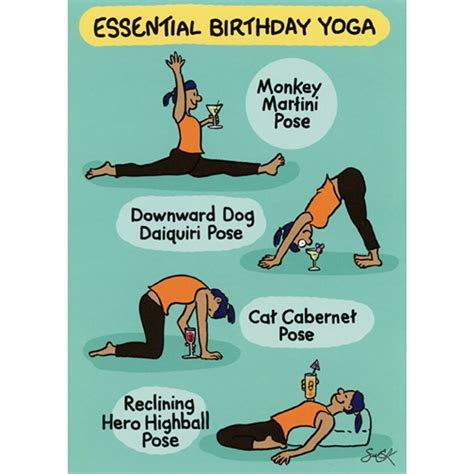 Essential Birthday Yoga Poses With Drinks Funny Humorous Birthday