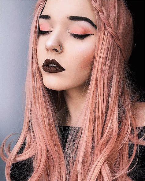 Peachy Pink Wig With Crown Braid Hairstyle By Salesia Pink Hair Dye