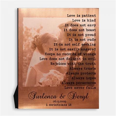 7th Anniversary Photo Print Poetry Or Wedding Vows Faux Copper