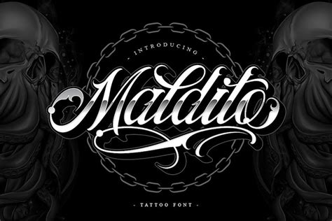 Maldito Font Estilo Del Tatuaje Fuentes Envato Elements