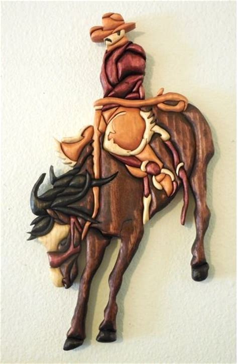 Bronc Rider 33 Piece Wood Intarsia From Eklektik Kreations By Katie