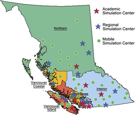 British Columbia Map Identifying The Health Regions And Location Of
