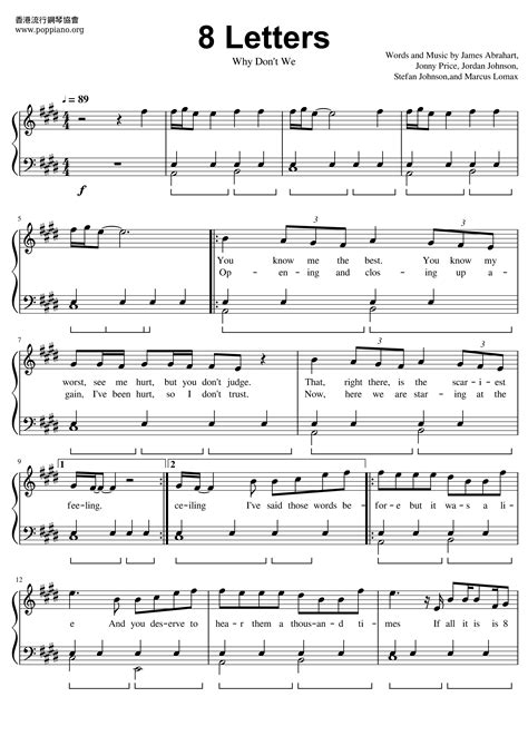 Why Dont We 8 Letters Sheet Music Pdf Free Score Download