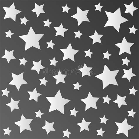 White Stars On Fading Black Sky Pattern Vector Illustration Stock