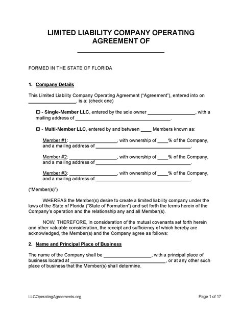 Free Florida Llc Operating Agreements 2 Free Llc Operating
