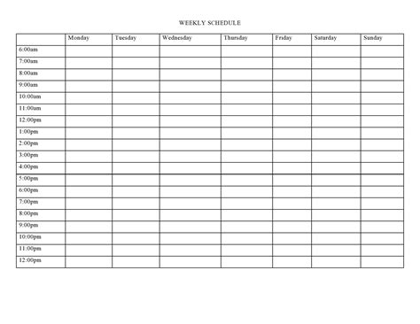 Free Weekly Schedule Templates Excel Word Templatearchive