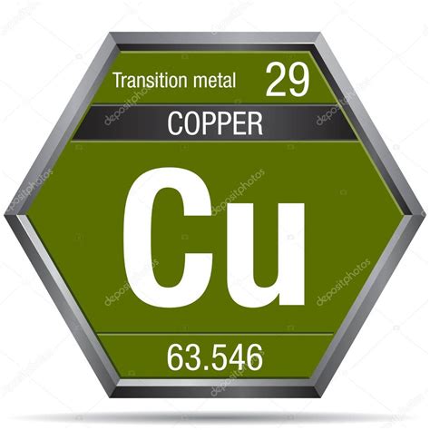 Símbolo De Cobre En Forma De Hexágono Con Marco Metálico Elemento