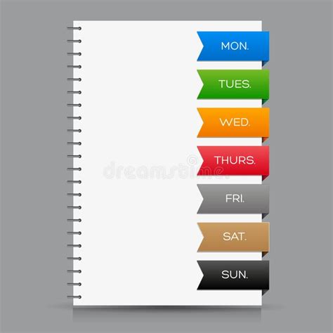 Weekly Calendar With Colorful Ribbons Stock Vector Illustration Of