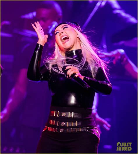 Christina Aguilera Rocks Latex Outfit For Performance At Grand Opening