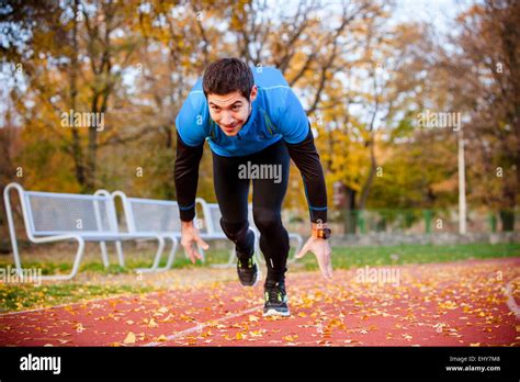 Male Runner Doing Sprint Training Stock Photo Alamy