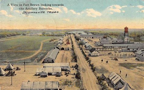 Brownsville Texas Fort Brown Birds Eye View Vintage Postcard Aa37923