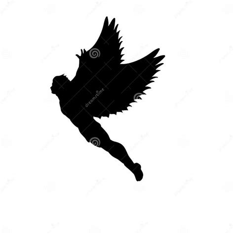 Flying Man Icarus Silhouette Mythology Symbol Fantasy Tale Stock Vector