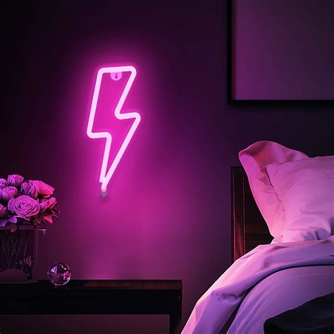Lumoonosity Lightning Bolt Neon Signs Usb Powered Pink Led Lightning