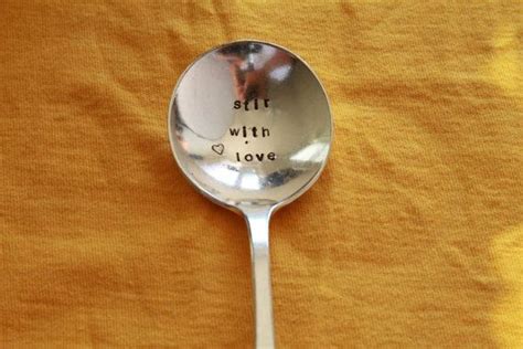 Stir With Love Sugar Spoon Coffee Spoon Tea Spoon Vintage Hand Stamped