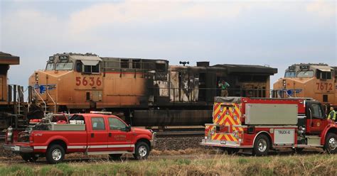 Union Pacific Locomotive Catches Fire West Of Elm Creek