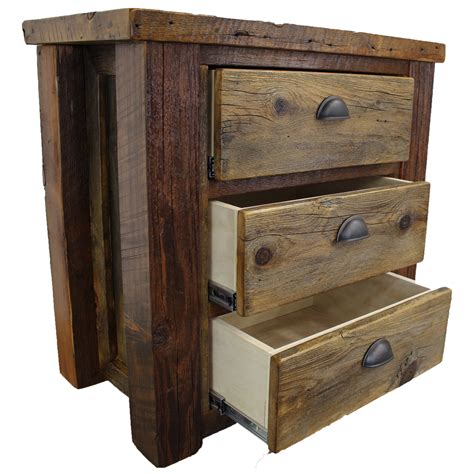 Rustic Wood Lodge 3 Drawer Nightstand Four Corner Furniture Bozeman Mt