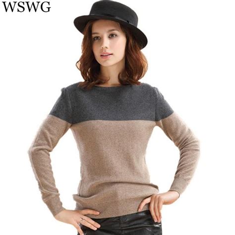 autumnandwinter cashmere sweater women patchwork pullovers o neck knitted soft warm cashmere