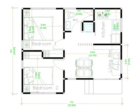 Luxury Tiny House 7x6 Meter 23x20 Feet 2 Beds Pro Home Decorz