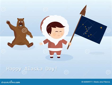 Happy Alaska Day Stock Vector Illustration Of Animal 66084977