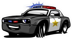 Sirens will be screeching and badges flashing at your police party extravaganza! Cartoon Police Car Sticker