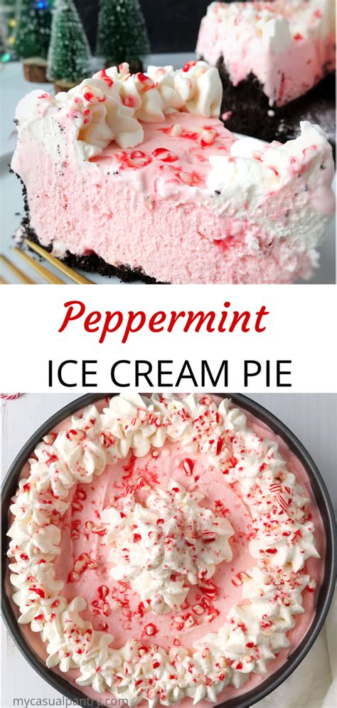 Peppermint Ice Cream Pie With White And Red Sprinkles On Top