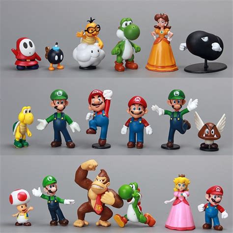 18pcslot Super Mario Collectible Dolls Toys Nendoroid Mini Bonsai