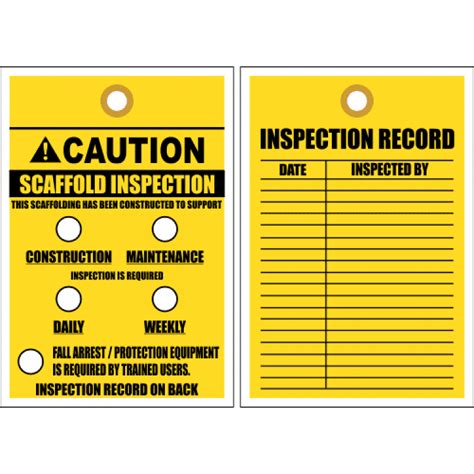 Find safety harness inspection tags. STC13 - Scaffold Inspection Tag - Safety Signs & Equipment - Online Safety Store