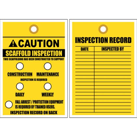 Place xnext to items with deficiencies. STC13 - Scaffold Inspection Tag - Safety Signs & Equipment - Online Safety Store