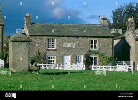 Stone Cottages And Village Green East Witton Wensleydale English