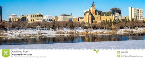 City Of Saskatoon Winter Panoramic Stock Image Image Of Structure