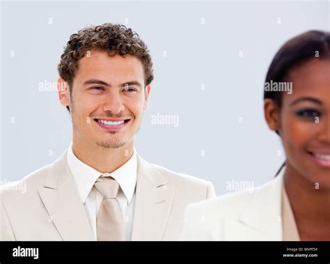 Portrait Of Two Smiling Business People Stock Photo Alamy