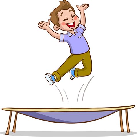 Kids Jumping On Trampoline Cartoon Vector 22093120 Vector Art At Vecteezy