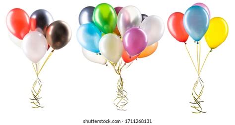 Set Multicolored Helium Balloons Clipping Path Stock Photo 1711268140