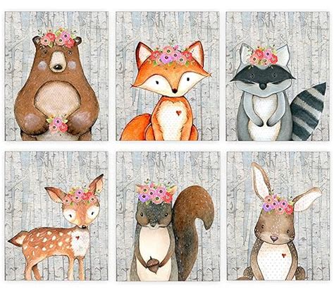 Deer And Fox Digital Download Boho Woodlands Animals Set Bear Art