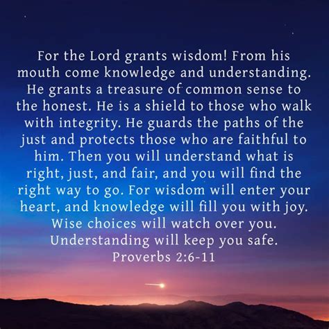 Proverbs 26 11 For The Lord Grants Wisdom From His Mouth Come