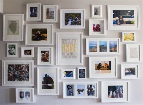 White frames | Family photo wall, Diy photo wall, Gallery wall bedroom