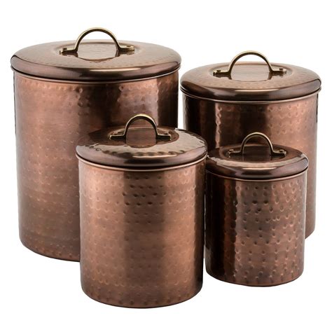 old dutch 4 piece hammered canister set antique copper kitchen… copper canisters