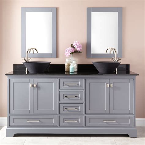 Add style and functionality to your bathroom with a bathroom vanity. 72" Quen Double Vessel Sink Vanity - Gray - Double Sink ...