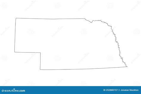 Blank Nebraska Vector Map Silhouette Illustration Isolated On White