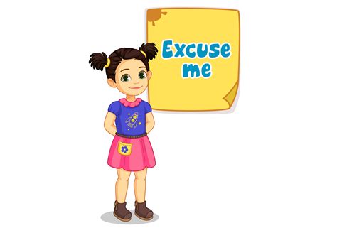 Cute Little Girl With Board Of Excuse Me 1307896 Vector Art At Vecteezy