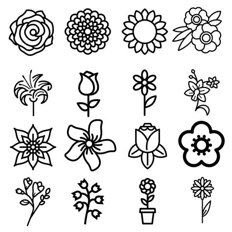 Flower Icon Set Simple Set Of Flower Vector Icons For Web Design