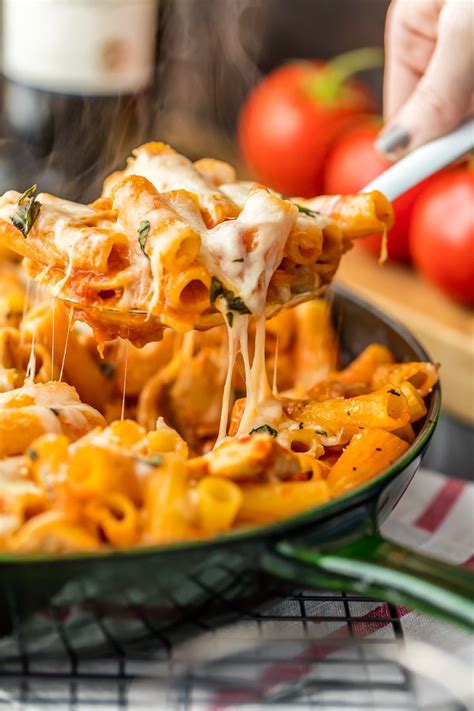 1 can of diced tomatoes and chiles 1 can of black beans 1 can of red beans 1 can of kidney beans 1 package or less of pepporoni. Chicken Parmesan Pasta Skillet #Recipe - My Favorite Recipes