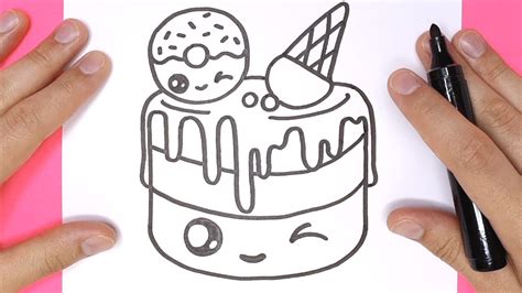 How To Draw The Cutest Cake Step By Step Easy Happy Drawings