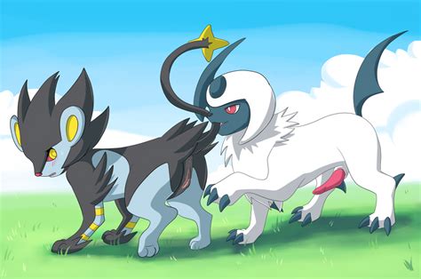 Rule 34 Absol Color Day Female Feral Fur Luxray Male Nude Outdoors Penis Pokemon Raised Tail