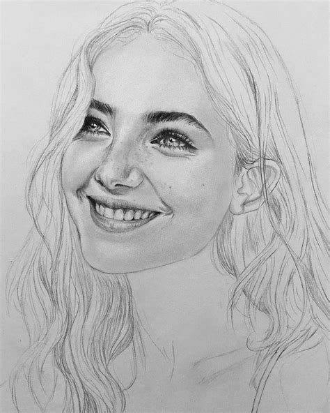 Smiling Face Pencil Drawing